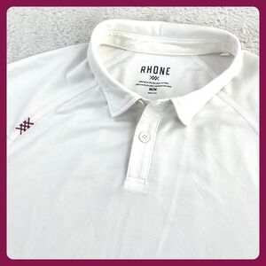 RHONE Polo Shirt Men's MEDIUM White Short Sleeve Performance Golf Casual
